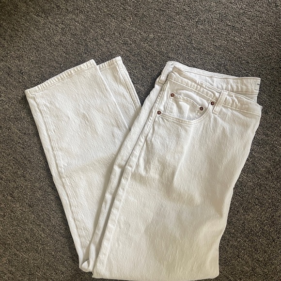 Abercrombie & Fitch ankle straight ultra high rise white denim jeans size 34 - Picture 1 of 7